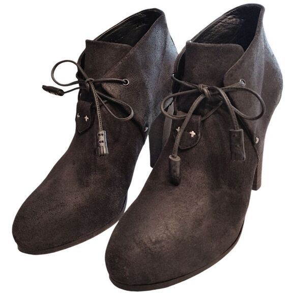 Rag & Bone 'Lovell' Suede Leather Lace Up Ankle Heeled Boots, Size 38.5, Black - Picture 1 of 9